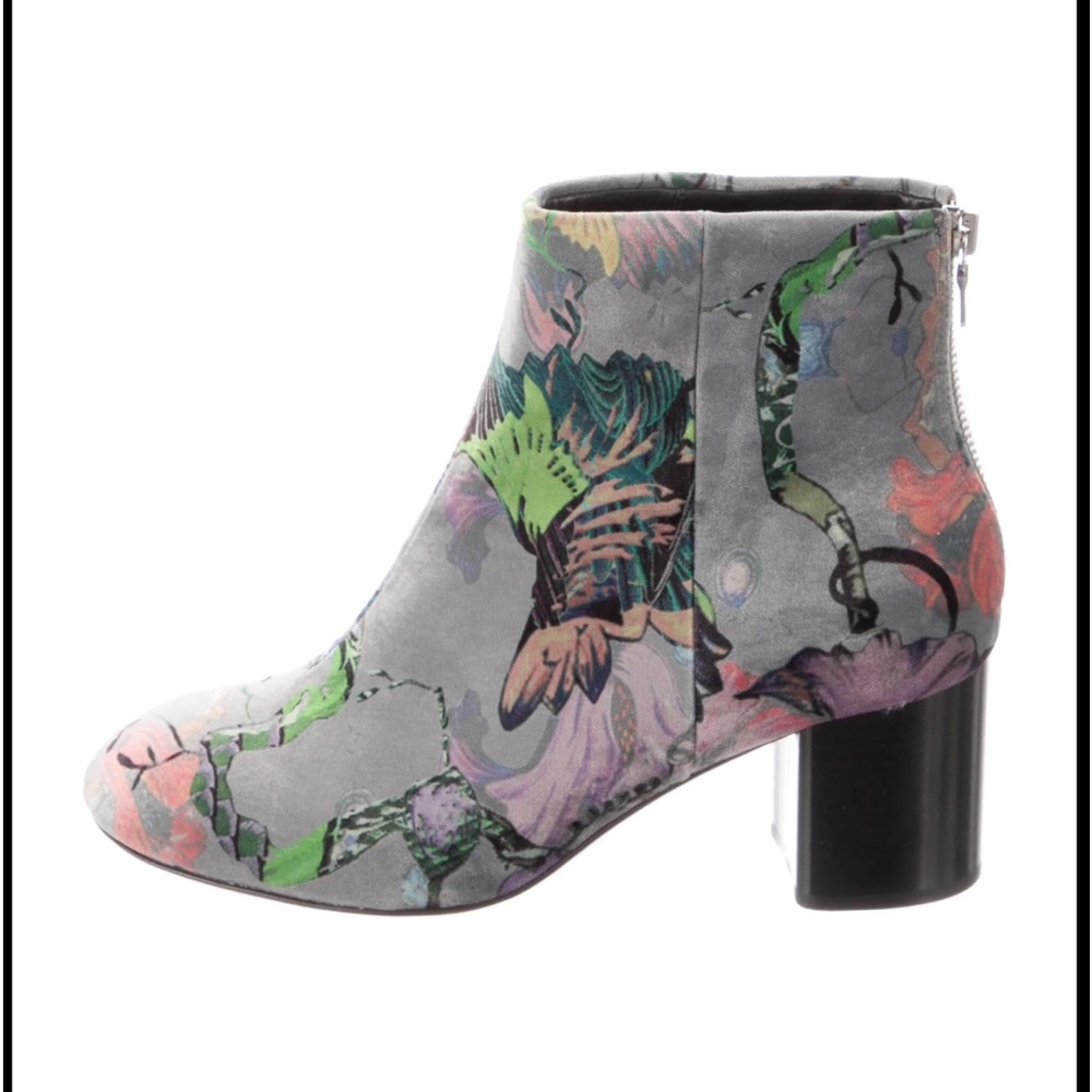 Rag and Bone Velvet Floral Print Ankle Boots